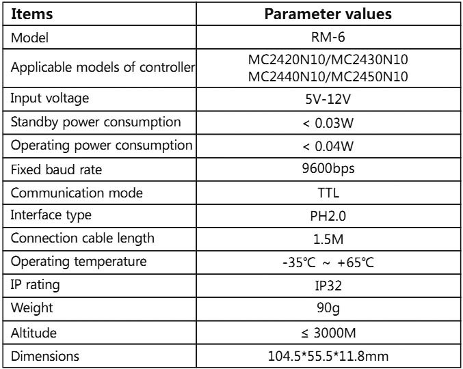 specs - SR-RM6 Remote Display for SRNE MC Series Charge Controllers -Remote display compatible with MC Series controllers including MC2420N10,&nbsp;MC2430N10,&nbsp;MC2440N10,&nbsp;MC2450N10 - solar-controller-srne - specs