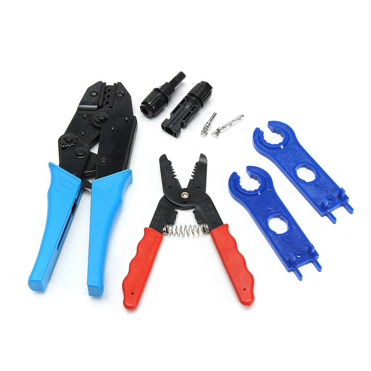2 Pieces Spanner Y Branch Connector and Solar Crimping Tool Homend Solar Panel Tools Kit Assembly Including 10 Pairs Female and Male Connectors 