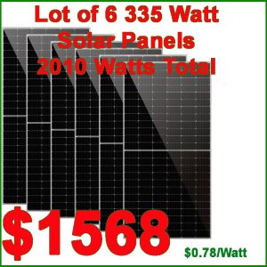 Lot of 6 335 Watt Solar Panels 2010 Watts