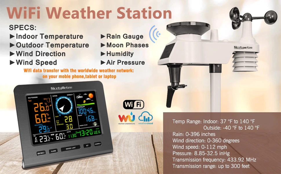 Hf72a6f9261224e8889b839642fc63adbS - FT0366 WiFi Weather Station -Model Number: FT0366Color: BlackFeature: Measure Ambient WeatherApplication: OutdoorKeywords: Color WiFi Weather StationWarranty: 1 yearCertification: CE, FCC - wx-stn - Hf72a6f9261224e8889b839642fc63adbS